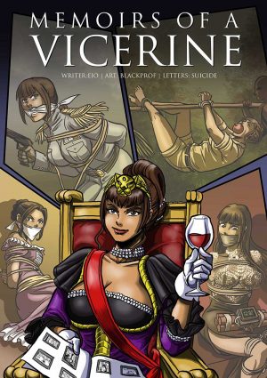 Amaretto on a thrown with images of her live behind her.